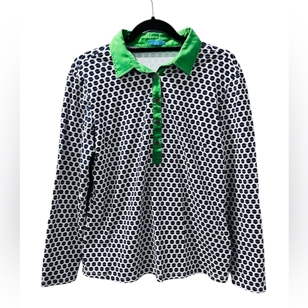 J. McLaughlin Long Sleeve Geometric Long Sleeve Collared Shirt Size Large Casual